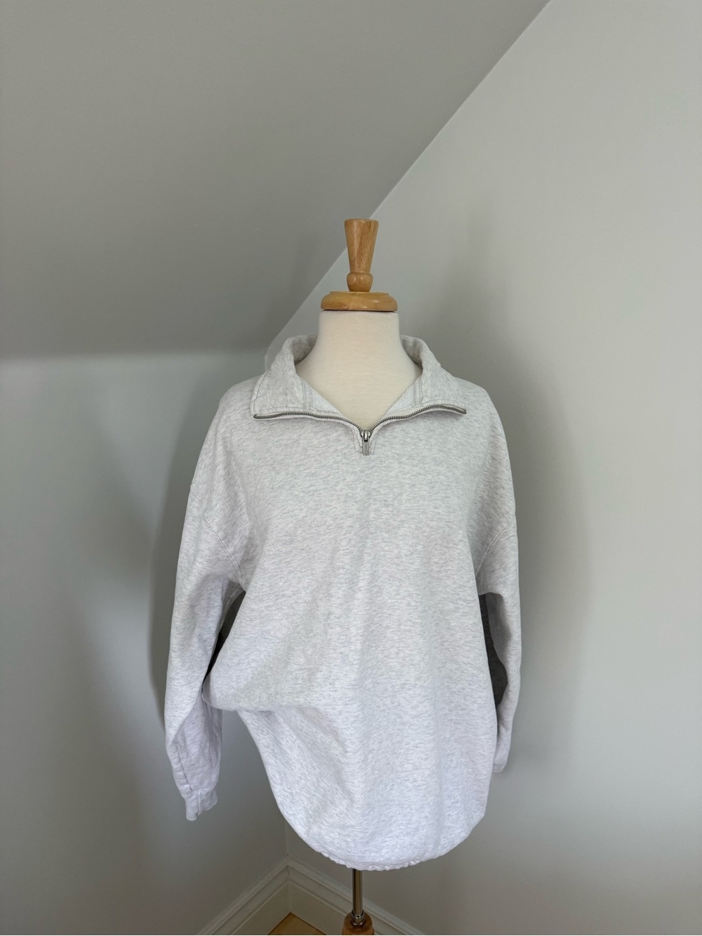 Brandy Melville Light Gray Quarter-Zip Pullover Sweatshirt